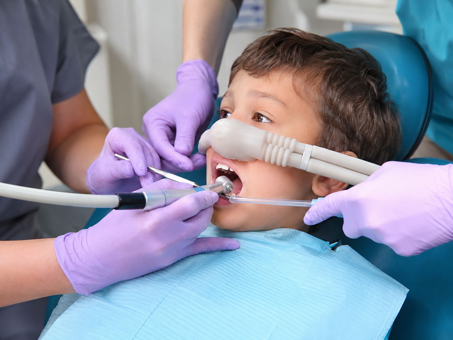 Child at a routine dental checkup