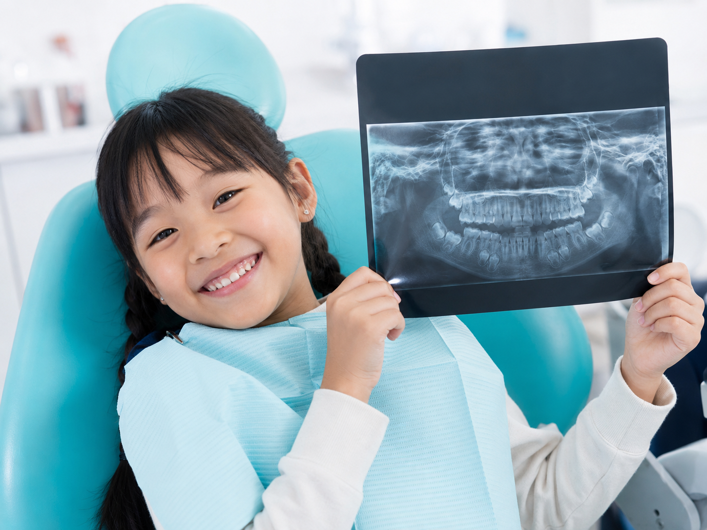 Pediatric dental treatment in progress